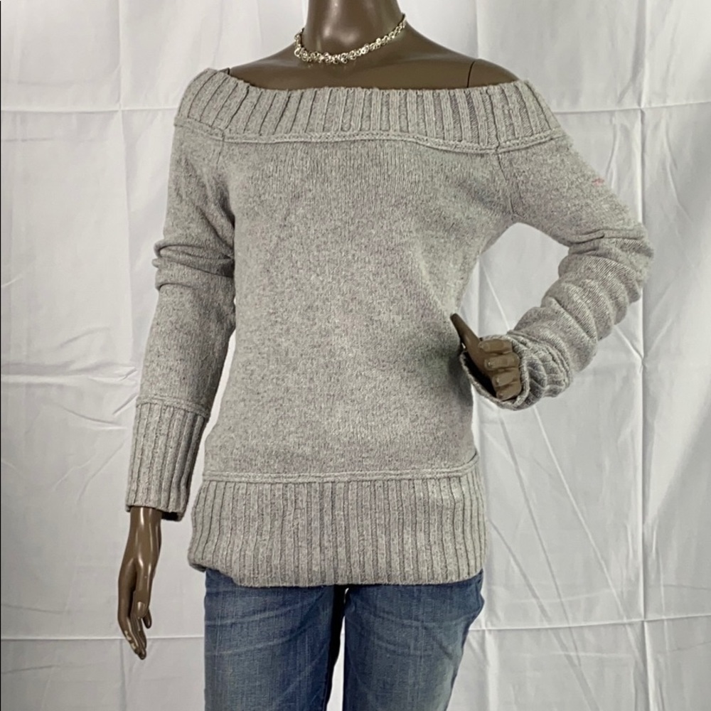 Off the shoulder grey sweater